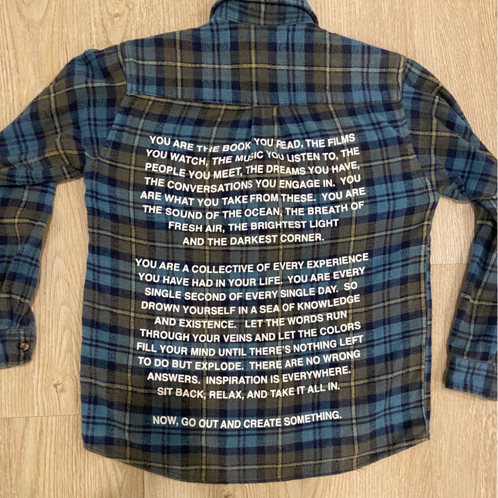 JAC VANEK - Upcycled Vintage Flannel with Text XS